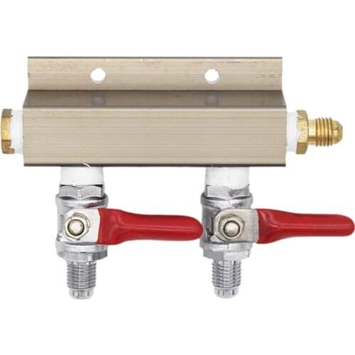 2 Way CO2 Distributor, 1/4" MFL with shutoff Lead Free DIY Kegerator and Keezer