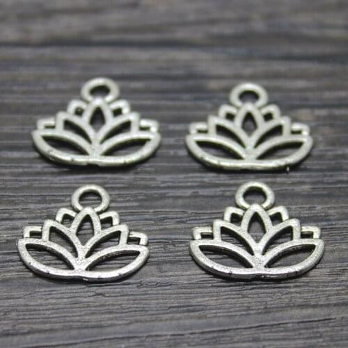 30pcs 16x14mm Lotus Flower Charms Antique Silver Metal Water Lily Flower Pendant Charm Jewlery Making Jewelry Findings