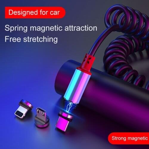 3A Spring Micro USB Charger Type C Magnetic Cable 8 Pin Fast Charging Cable For iPhone XS Samsung S9 Huawei P30 Retractable Cord