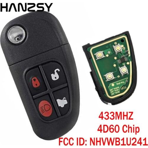 4 Bottons Flip Folding key for Jaguar X-Type S-Type 1999-2009 XJ XJR 2002-2008 Car Remote key NHVWB1U241 315mhz/433mhz