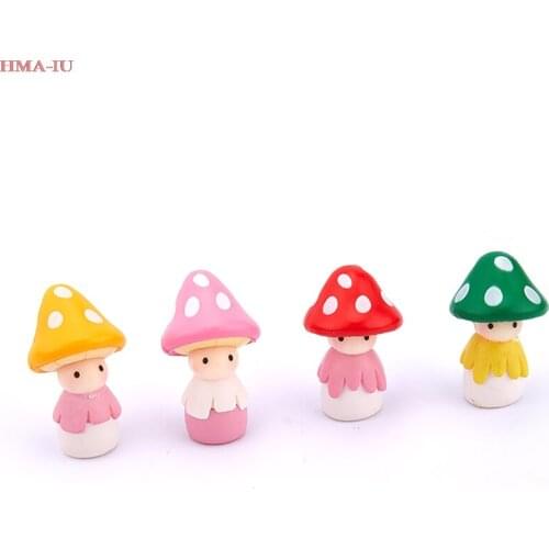 4pcs/lot Small Mushroom Dolls Miniature Garden Moss Micro Landscape Ornament Decoration Materials DIY Doll Fleshy Mushroom