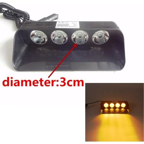 4LED 4W High Power Strobe Light Fireman Flashing Police Emergency Warning Fire Flash Lights Car Truck DC 12V Amber Yellow