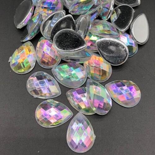 50pcs 10x14mmCrystal NailFat Water Drop Stones AB Manicure Nail Art Decoration Charms Gem Jewelry Accessories Rhinestones Strass