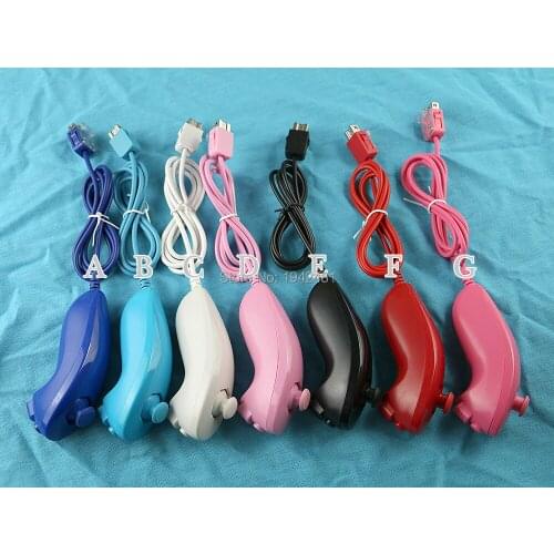 50pcs For Nintend Wii Game Controller 5 colors Nunchuck Hand Curved Game Handle Controller Nunchuk For Nintendo Wii Gamepad game