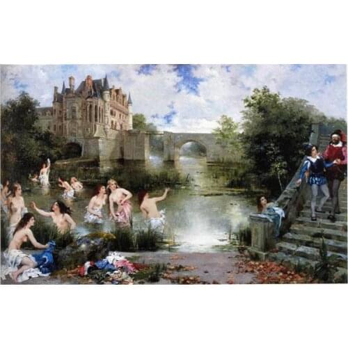 Free shipping classical figures beauty baths landscape canvas prints oil painting printed on canvas wall art decoration picture