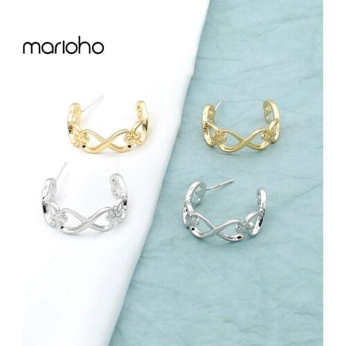 Bijoux Retro Alloy Metal Twist Chain C Shape Hoop Earrings Women Gold Silver Color Hollow Round Opening Earrings Jewelry Party