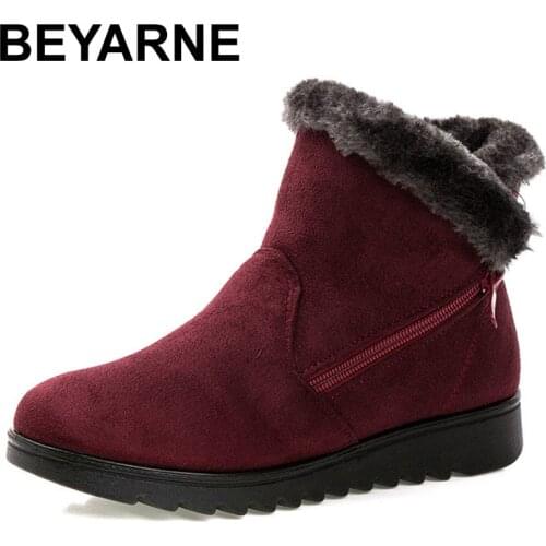 BEYARNE women winter shoes womens ankle boots the new 3 color fashion casual fashion flat warm woman snow boots free shipping