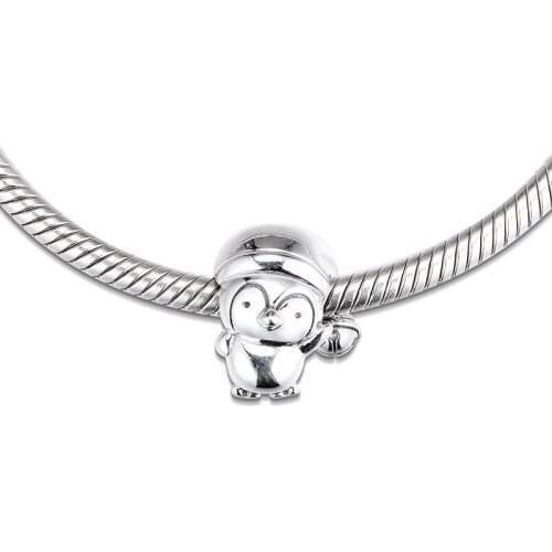 Fits for Pandora Charms Bracelets Christmas Penguin Beads 100% 925 Sterling Silver Jewelry Free Shipping