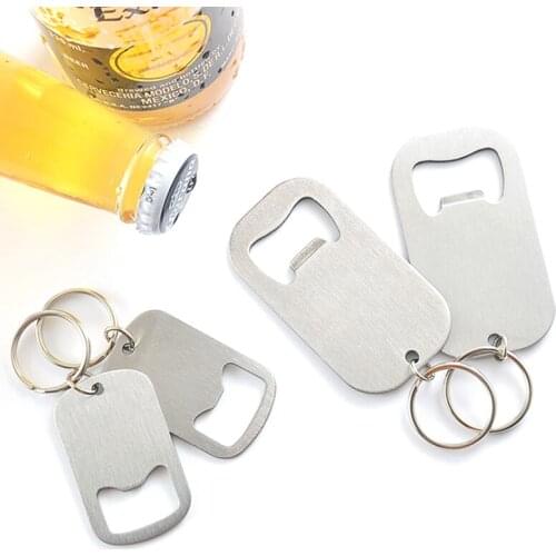 2Pcs Home Hotel Beer Stainless Steel Keychains Cap Remover Bottle Opener Kitchen Tools