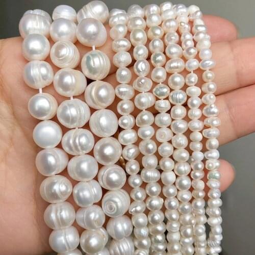 Natural Freshwater White Pearl Beads Round Loose Beads For Jewelry Making 15"inches 4/6/8/9/11MM DIY Bracelet Necklace Jewellery