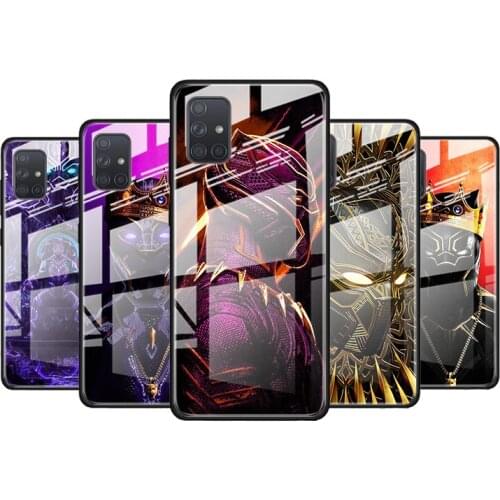 Marvel Black Panther for Samsung Galaxy S21 Ultra A71 A51 4G 5G A91 A81 A41 A31 A21 A11 A01 Tempered Glass Phone Case