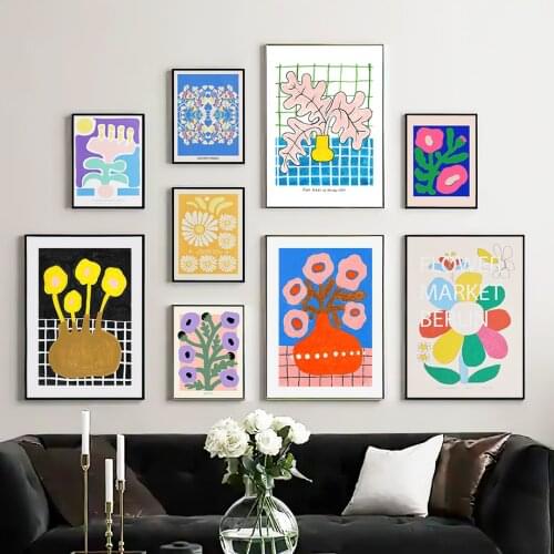 Color Flower Market Minimalist Wall Art Canvas Painting Nordic Posters And Prints Abstract Wall Pictures For Living Room Decor