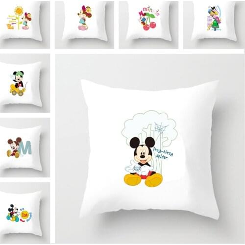 Disney Cartoons Mickey Minnie Daisy white Printed pillowcase Home lovely Simplicity Baby room Decorative pillowcase 45x45cm