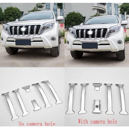 For Toyota Land Cruiser Prado FJ150 2014-2017 ABS Chrome Front center grille grill decor cover trim Car Accessories