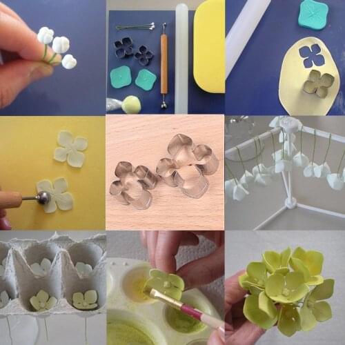 Cake Pastry Mold Stainless Steel British Flower Mould Cutter Four Leaf Hydrangea Cake Decoration DIY Cutting Mould Clay Tools