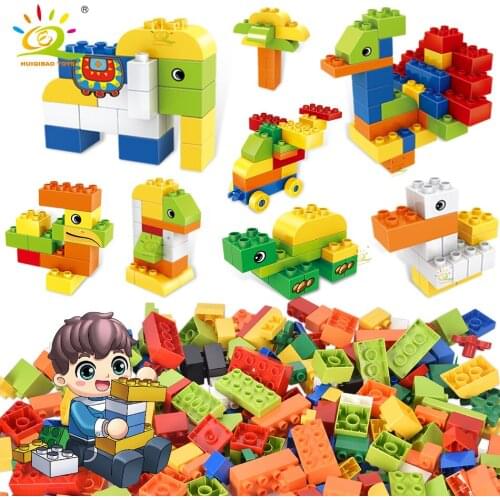 HUIQIBAO 278PCS Colorful Big Size Bulk Bricks DIY Large Building Blocks Compatible Animal Classic City Toys For Children
