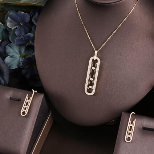 Janekelly 2pcs Bridal Zirconia Full Jewelry Sets For Women Party, Luxury Dubai Nigeria CZ Crystal Wedding Jewelry Sets