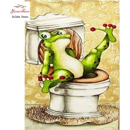 GOLDEN PANNO Diamond Painting Full Square 5D Diy Daimond Embroidery Diamant Mosaic Sale rhinestones pictures Toilet Frog 03
