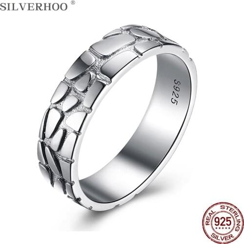 SILVERHOO 925 Sterling Silver World Cup Soccer Line Women Rings Creative Engagement Ring For Men Fine Jewelry Accessories Best