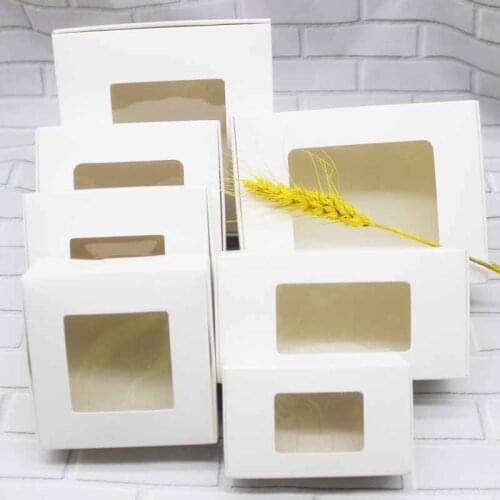 20pc Vintage kraft gifts package window box white paper candy boxes soap favors Package box jewelry package box