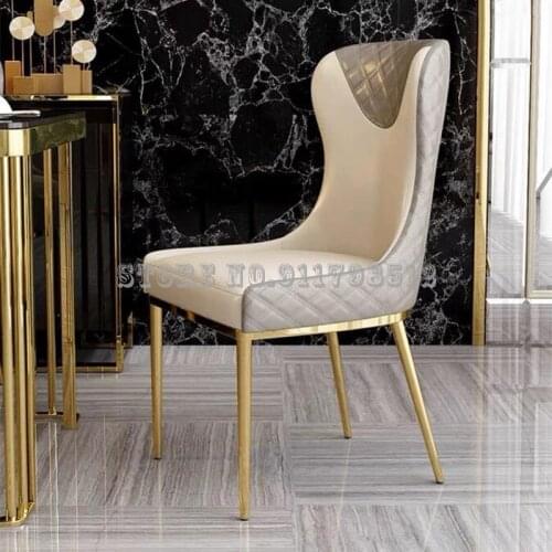 Nordic light luxury designer high back leather dining chair household stool soft bag makeup chair simple modern solid wood chair