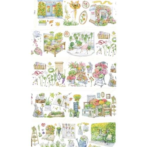 Lovely Flower Shop Washi Tape for Card Making Bullet Journal DIY Scrapbooking Decorative Stickers