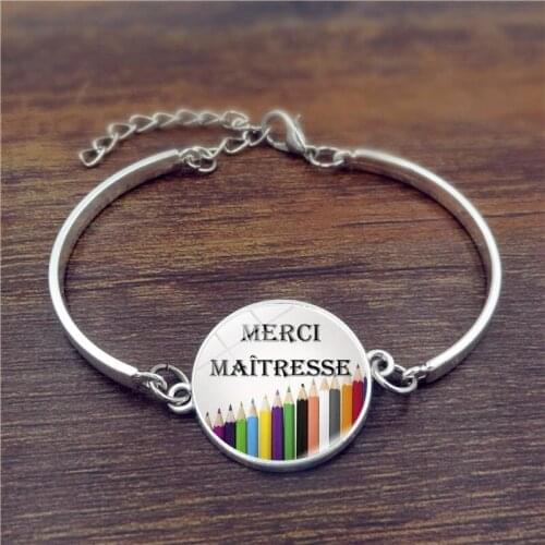 Multiple Languages Thanks Teacher Time Gem Charm Bracelet Merci Maitresse Waist Bracelet For Teachers Gift For Teachers' day