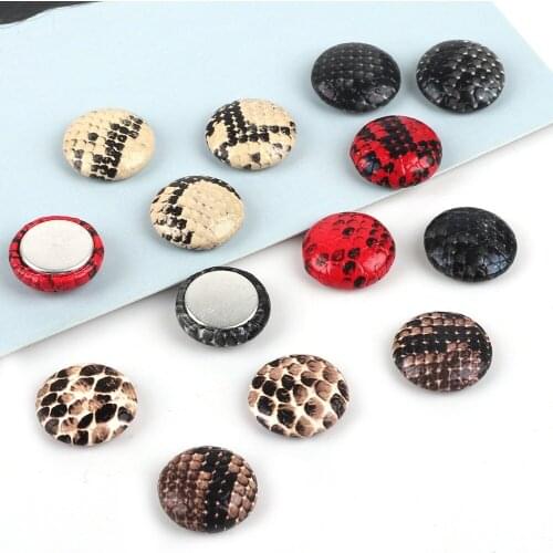 Fashion PU Leather Round Leopard Print Metal Charms Student Earrings Pendant Necklace Accessories DIY Handmade Materials