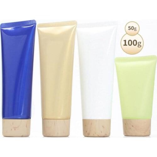 50ml100ml soft tube wooden shape lid cleaning serum hand cream/gel cleanser butter tube/cleanser milk skin care cosmetic packing