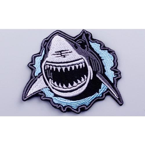 Shark Animals Embroidered Patches For Clothing Iron On DIY Embroidered Patches For Clothes Appliques For T-shirt Jacket Badges