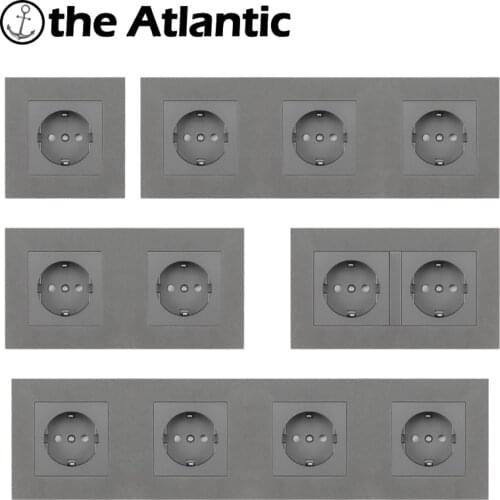 16A EU Wall Power Socket Home Plug Socket Electrical Outlet Gray Grey Plastic Frame Single Double Triple Triple Quadruple 146Typ