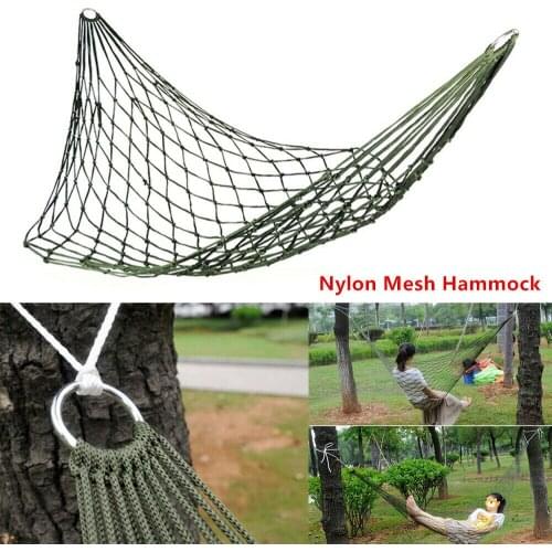 Nylon Portable Hammock Hanging Mesh Sleeping Bed Swing Outdoor Travel Camping