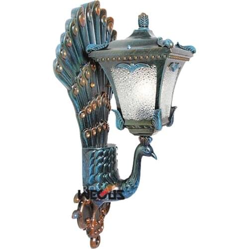 New Mediterranean style peacock wall light Outdoor waterproof personality wall lamp Villa door bracket light