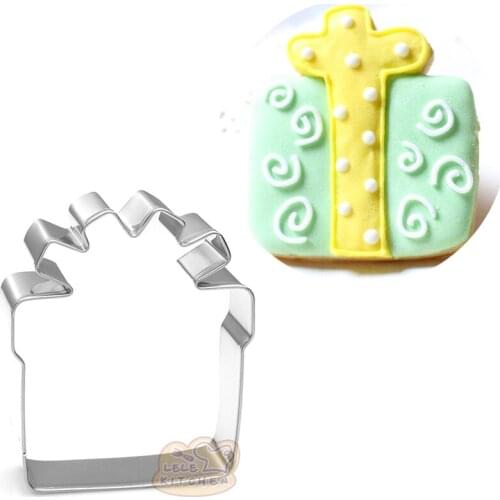 Gift Box Stainless Steel Cookie Cutter Biscuit Mold Fondant Cake Decorating Tool Patisserie Moule Gateau