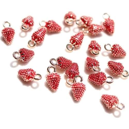 10pcs 10x16mm Drip Alloy Charms Red Strawberry Fruit Charms For Jewelry Making Pendant Accessories DIY Bracelet Earrings