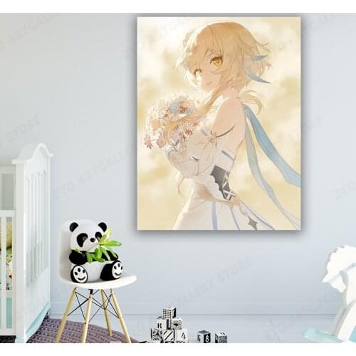 Genshin Impact Cartoon Picture Poster Anime Wall Art Japenese Animes Canvas Painting Bedroom Living Kids Room Home Decoration