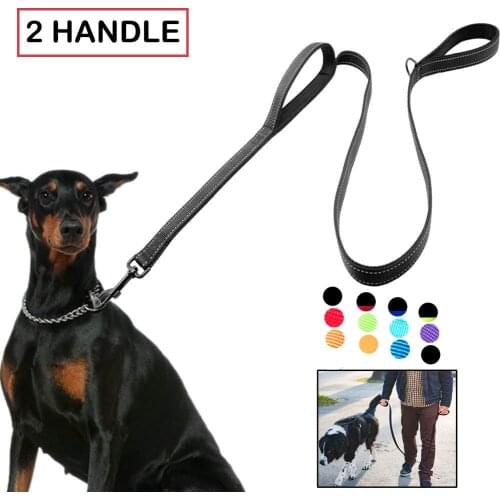 Dog Leash for Large Dogs 2 Handle for Extra Control 6 FT Long with Reflective Stitch for Night Walking