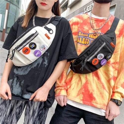 Casual Chest Bag Unisex Crossbody Bags Reflective Stripe Running Waist Pack Men Outdoor Phone Pouch Cartoon Pendant Fanny Pack