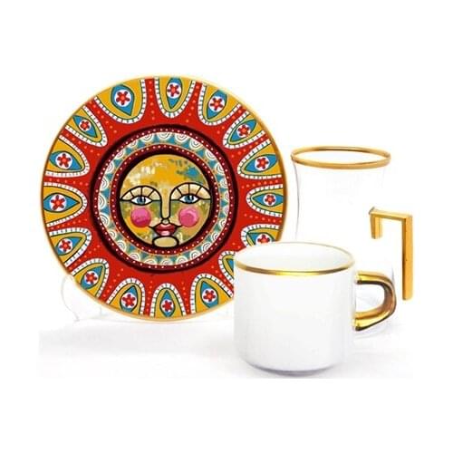 Drop Focus Handled Tea & Coffee Set 18 pieces Sun