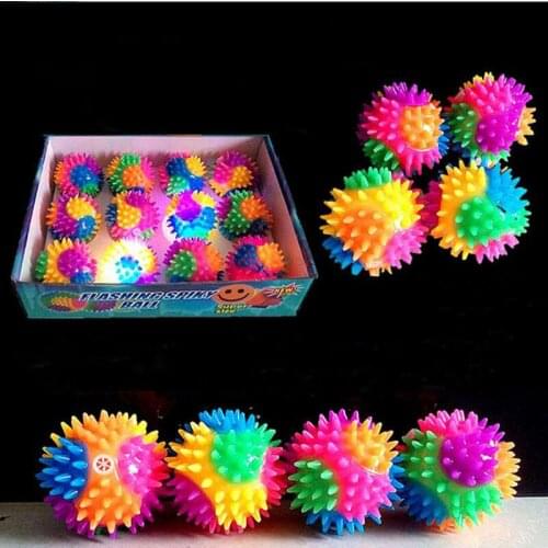 Rainbow Light Spiky LED Bounce Ball / Dog Cat Flashing Sensory Fun Toy Glow Party Gift 7.5cm wedding birthday