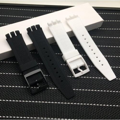Top Quality Black white Diving 20mm*24mm Silicone Rubber Watchband For Swatch Rubber watch band strap for IRONY SCUBA 200