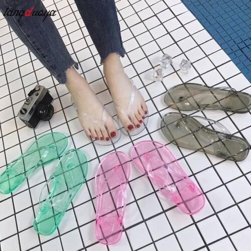 2021 Summer Women Shoes Woman Flip Flops Female Comfort Flat With Cool Casual Shoes Transparent Solid Beach Flip Flops Slides