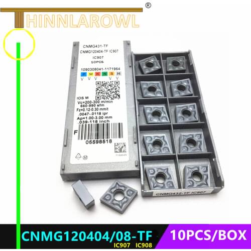10PCS CNMG120404 TF IC908 External Turning Tools Carbide insert Lathe cutter Tool cnmg 120404 turning insert