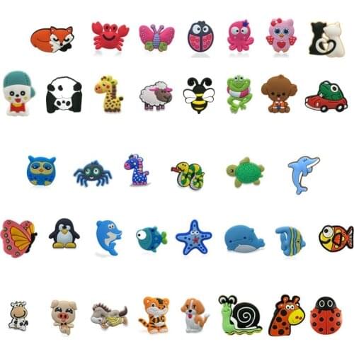 50pcs/lot Cute Animals PVC shoe charms dog cat shoe accessories DIY shoe decoration jibz kids woman kawaii cute X-mas gift