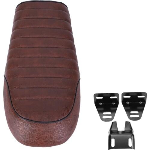 Motorcycle PU Leather Vintage Cafe Racer Seat Flat Saddle For Honda CG125 GN CG CB400SS Brown Motorcycle Seat