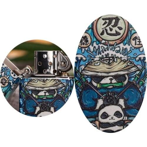 Lighters kerosene creative national tide Chinese style panda personality pure copper grinding wheel gift