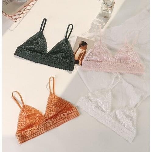 Womens Underwear Sexy Lace Lingerie Set French Bralette Ultrathin Bra Brief Sets Transparent Wireless Ladies Bralette Half Cup