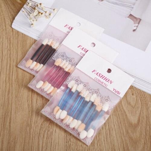 10pcs Disposable Eyeshadow Eyebrow Eyeliner Lip Brush Sponge Double Sided Makeup Brush Applicator Tool For Women
