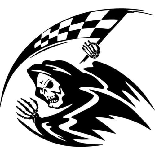 18.5*16.6CM Death Run The Checkered Flag Racing Car Stickers Funny Motorcycle Vinyl Decals Black/Silver C7-0529