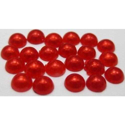 2000 Red Half Pearl Bead 4mm Flat Back Round Gems Scrapbook Craft